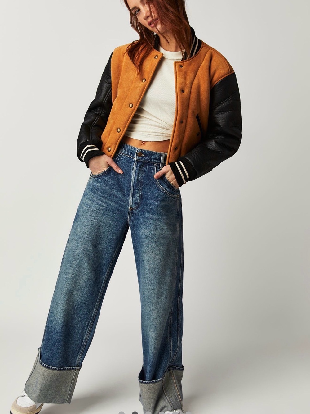 Free People Final Countdown Cuffed Low-Rise Jeans in Luke Green - Picture 11 of 12